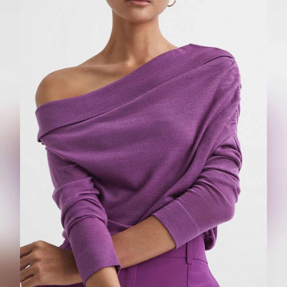 Reiss Off-the-Shoulder Sweater in Purple